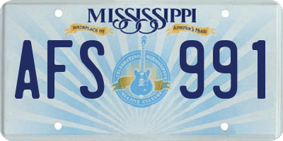 MS license plate AFS991