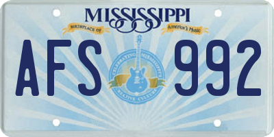 MS license plate AFS992