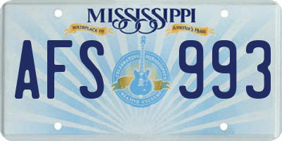 MS license plate AFS993