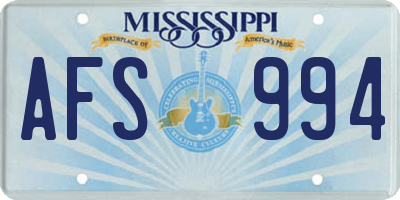 MS license plate AFS994