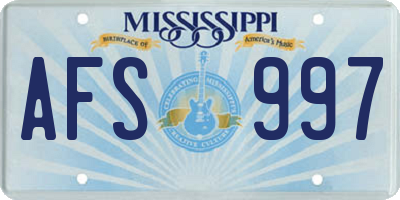 MS license plate AFS997