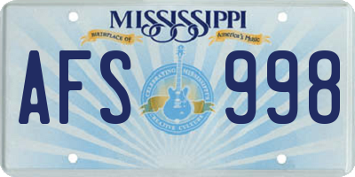 MS license plate AFS998