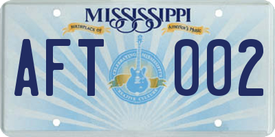 MS license plate AFT002