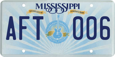 MS license plate AFT006