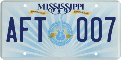 MS license plate AFT007