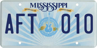 MS license plate AFT010