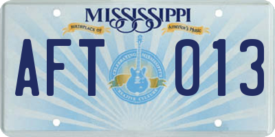 MS license plate AFT013