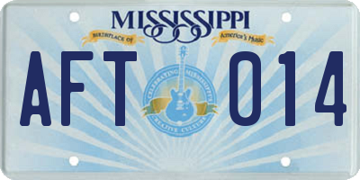 MS license plate AFT014