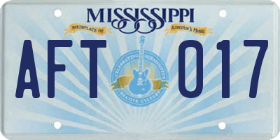MS license plate AFT017