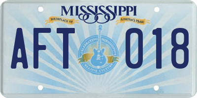 MS license plate AFT018