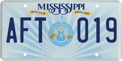 MS license plate AFT019