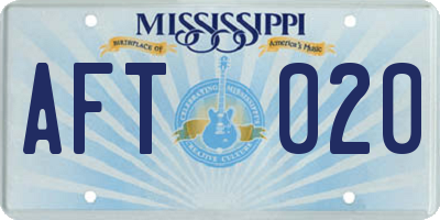 MS license plate AFT020