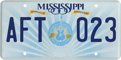 MS license plate AFT023