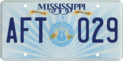 MS license plate AFT029