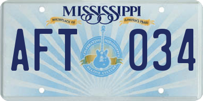 MS license plate AFT034