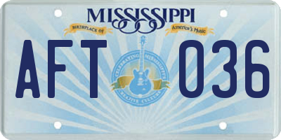 MS license plate AFT036