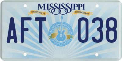MS license plate AFT038