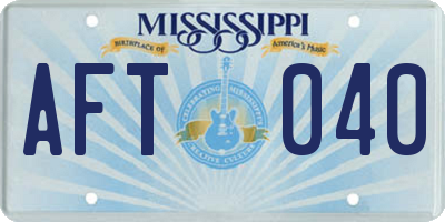 MS license plate AFT040