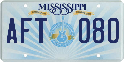 MS license plate AFT080