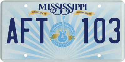 MS license plate AFT103