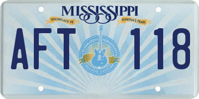 MS license plate AFT118