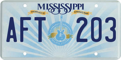 MS license plate AFT203