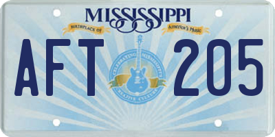 MS license plate AFT205