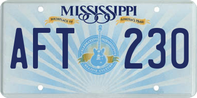 MS license plate AFT230