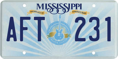 MS license plate AFT231
