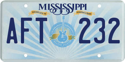 MS license plate AFT232