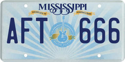 MS license plate AFT666