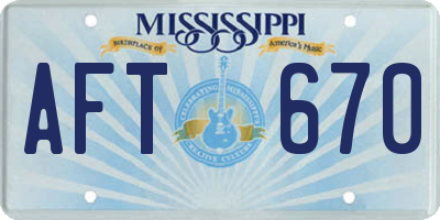 MS license plate AFT670