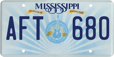MS license plate AFT680