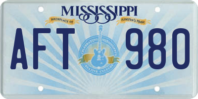 MS license plate AFT980