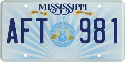 MS license plate AFT981