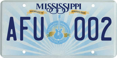 MS license plate AFU002