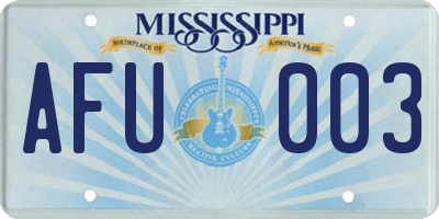MS license plate AFU003