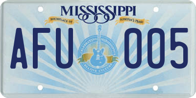 MS license plate AFU005