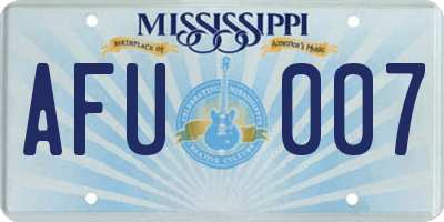 MS license plate AFU007