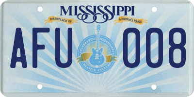 MS license plate AFU008