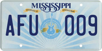 MS license plate AFU009