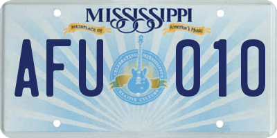 MS license plate AFU010