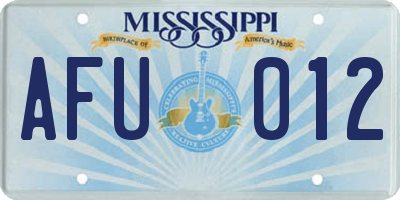 MS license plate AFU012