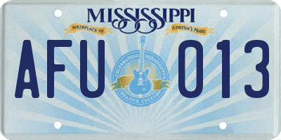 MS license plate AFU013