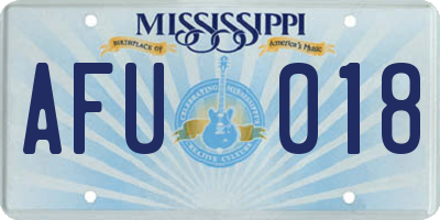 MS license plate AFU018