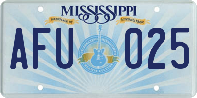 MS license plate AFU025