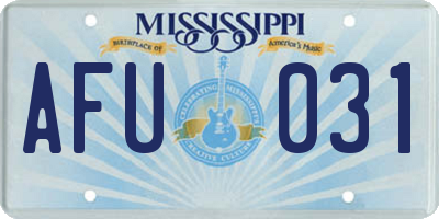 MS license plate AFU031
