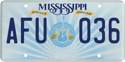 MS license plate AFU036