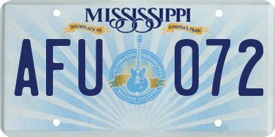 MS license plate AFU072