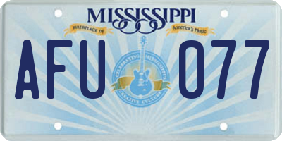 MS license plate AFU077